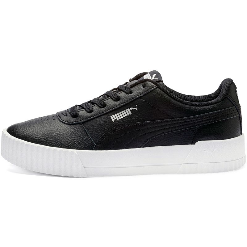 puma black and white leather shoes