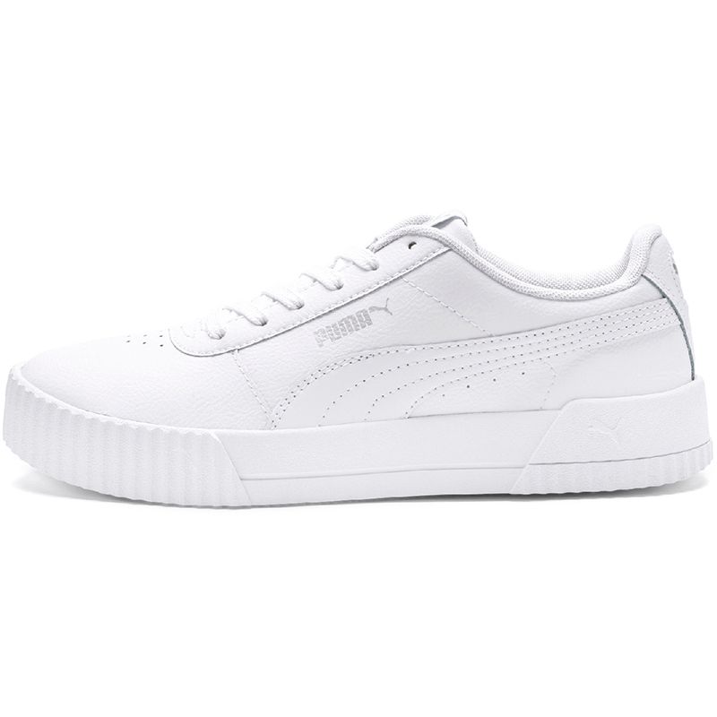 all white leather pumas